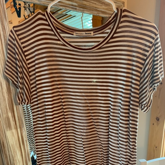 Reformation Brown Striped Tee - Picture 6 of 7